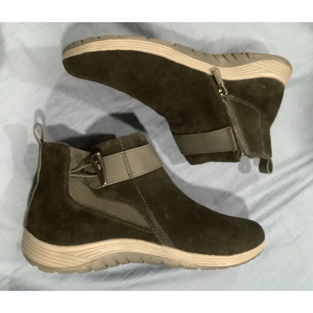 Easy Spirit Hadely Black Leather Suede Ankle Boot Women's Size 9.5 Wide (NWOB)